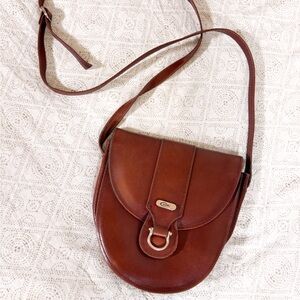 Vintage Brown Leather Crossbody Purse Adjustable Strap